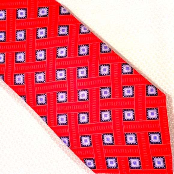 JZ Richards Red 100% Silk Dot Tie - Handmade in the USA with Textured Fabrication